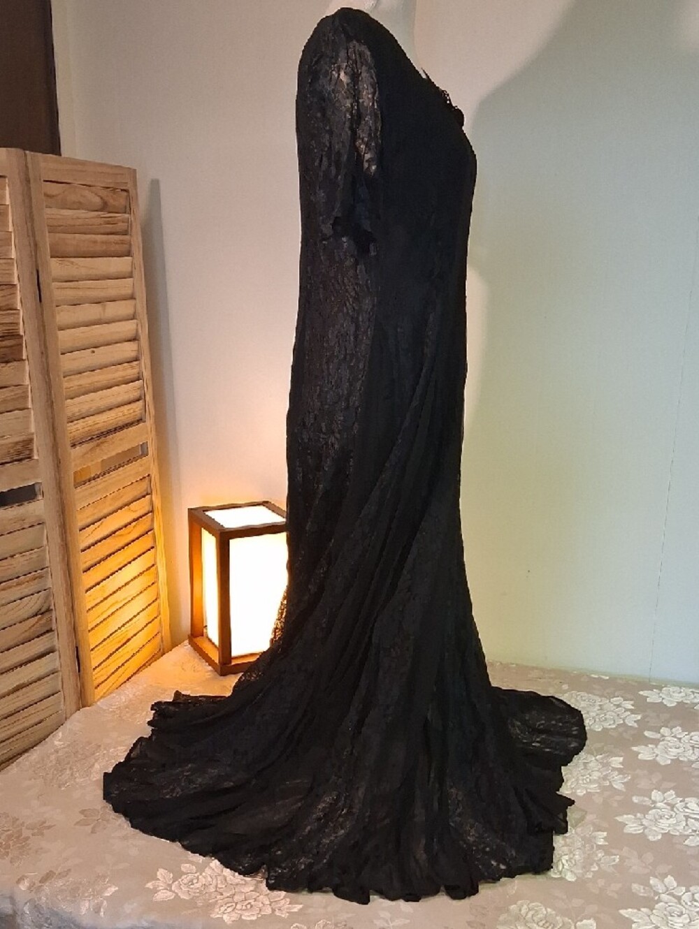 Vintage American Angel Black Lace Detail Dress Size L - Picture 2 of 8